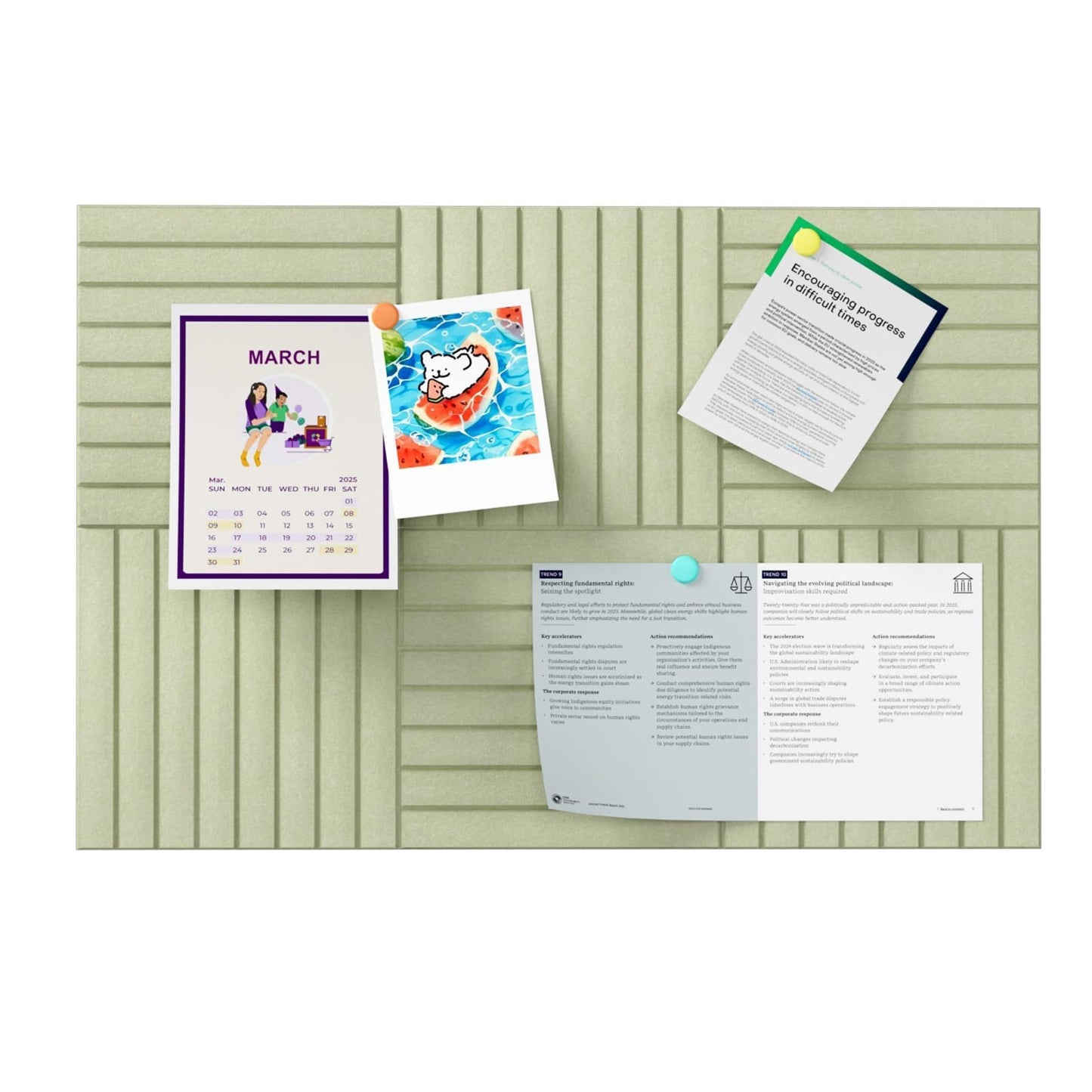 Baysola Stripe Felt Bulletin Board Panels 36 x 24 Inch Self Adhesive Wall Tiles Cork Board Alternative for Office Classroom Photos Notes 6 Pack