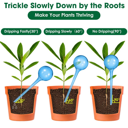 VZZNN 20 Pack Hard Plastic Plant Watering Globes (Blue) - Transparent Self Watering Globes for Indoor & Outdoor Potted Plants, Vacation Plant Care, Water Conservation Device