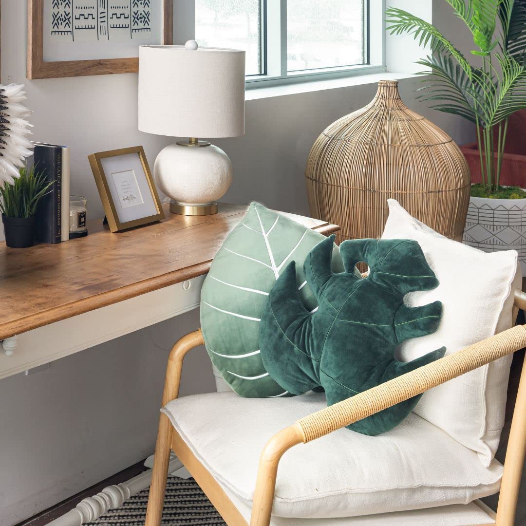 Green Philosophy Co. Monstera Leaf Pillow - Mossy Earth - Large Soft Plant-Shaped Plush Cushion for Couch, Bed, or Reading Nook - Cute & Unique Nature-Inspired Decor Super Soft & Cuddly Throw Pillow