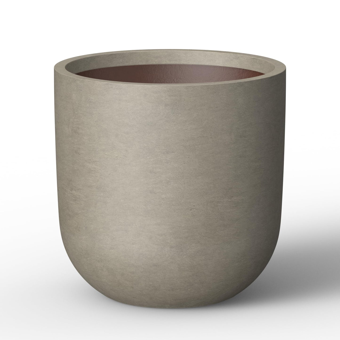 Kante 11.0" Round Concrete Planter, Large Cylinder Plant Pot with Curved Bottom and Drainage Hole, for Indoor and Outdoor Use – Garden or Patio, Weathered Concrete Finish with Painted Interior