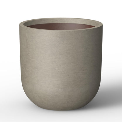Kante 11.0" Round Concrete Planter, Large Cylinder Plant Pot with Curved Bottom and Drainage Hole, for Indoor and Outdoor Use – Garden or Patio, Weathered Concrete Finish with Painted Interior