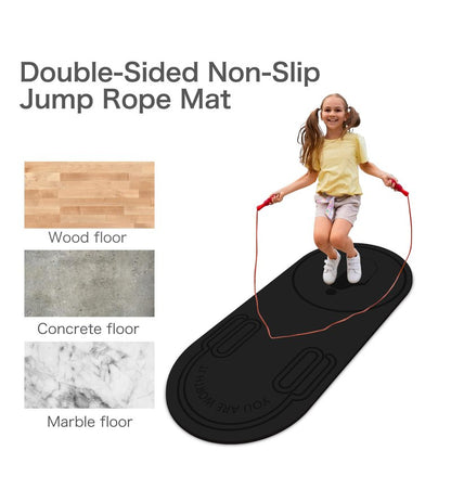 Knsbk Non-Slip Jump Rope Mat Shock Absorption Rope Skipping Mat for Adults & Children Home Indoor Workout Exercise Mat (Black)