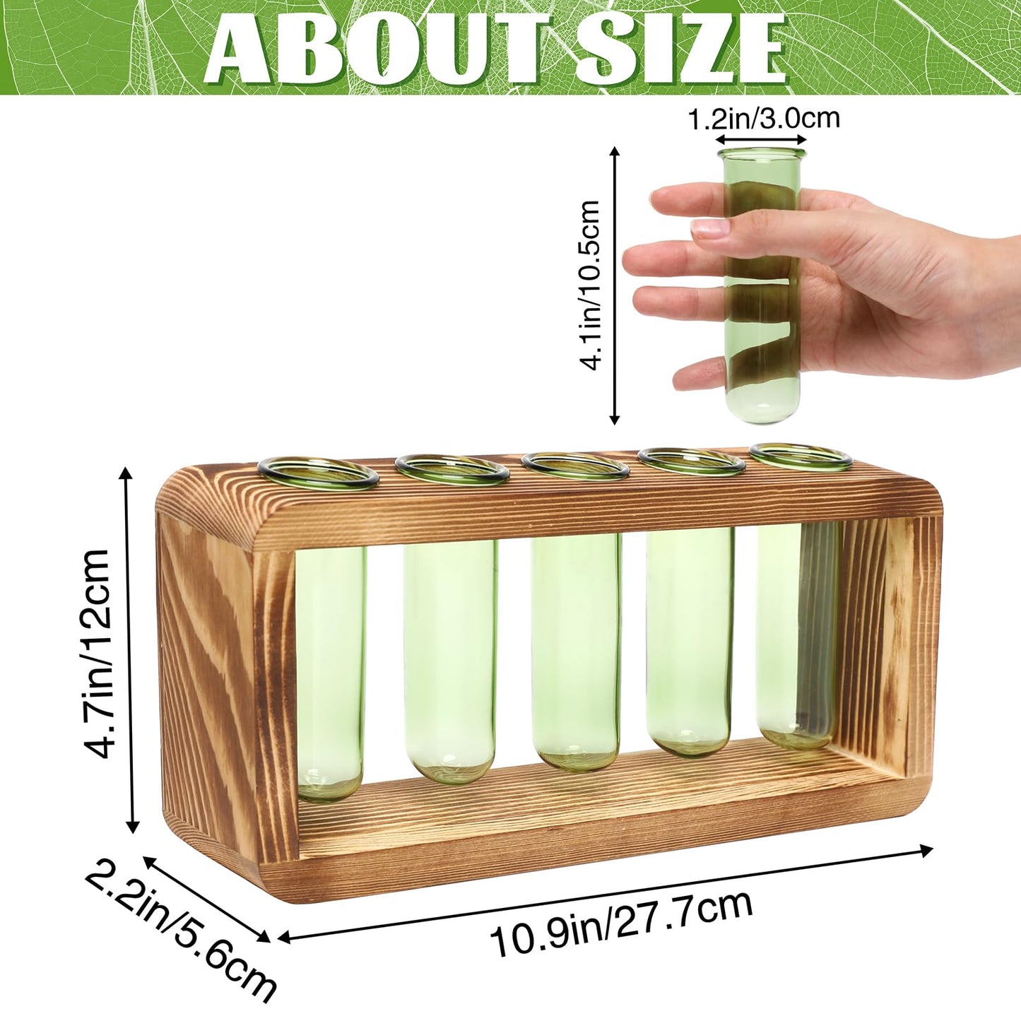Glass Plant Propagation Station with 5 Test Tubes Colorful Planter Vase Birthday Gifts for Women in Wooden Stand