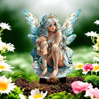 YUEYINGMG Garden Decor, Acrylic 2D Stake, Pot Plants Garden Yard Lawn Outdoor Fairy Statue Ornaments, Fairy Garden Accessories Decoration (Style E)