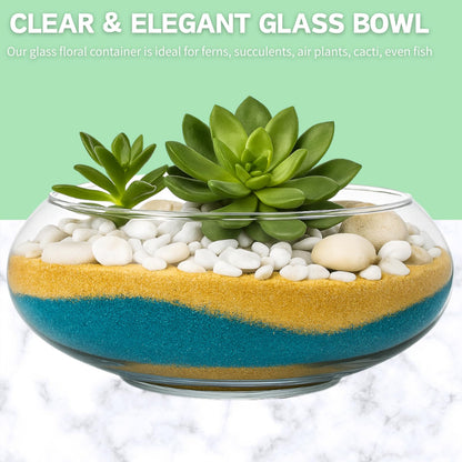 ZENFUN 2 Pack Glass Vase Bowl, 6"/ 8" Wide Mouth Flower Vase Round Terrarium, Glass Hydroponic Planter Floral Container Clear Fish Bowl for Table Centerpiece, Wedding Event, Home Decoration