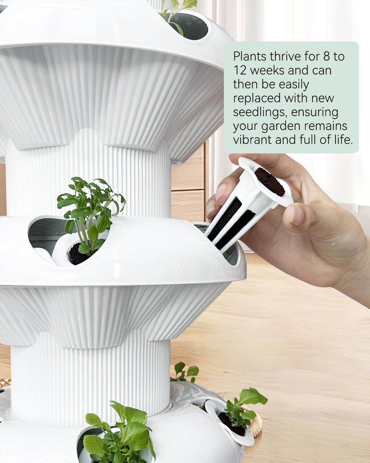 sjzxuv Vertical Hydroponics Growing System Kit, Indoor Outdoor Gardening System Kits, Herb & Fruits Growing Hydroponic Tower, 6 Layers (36 Pods)