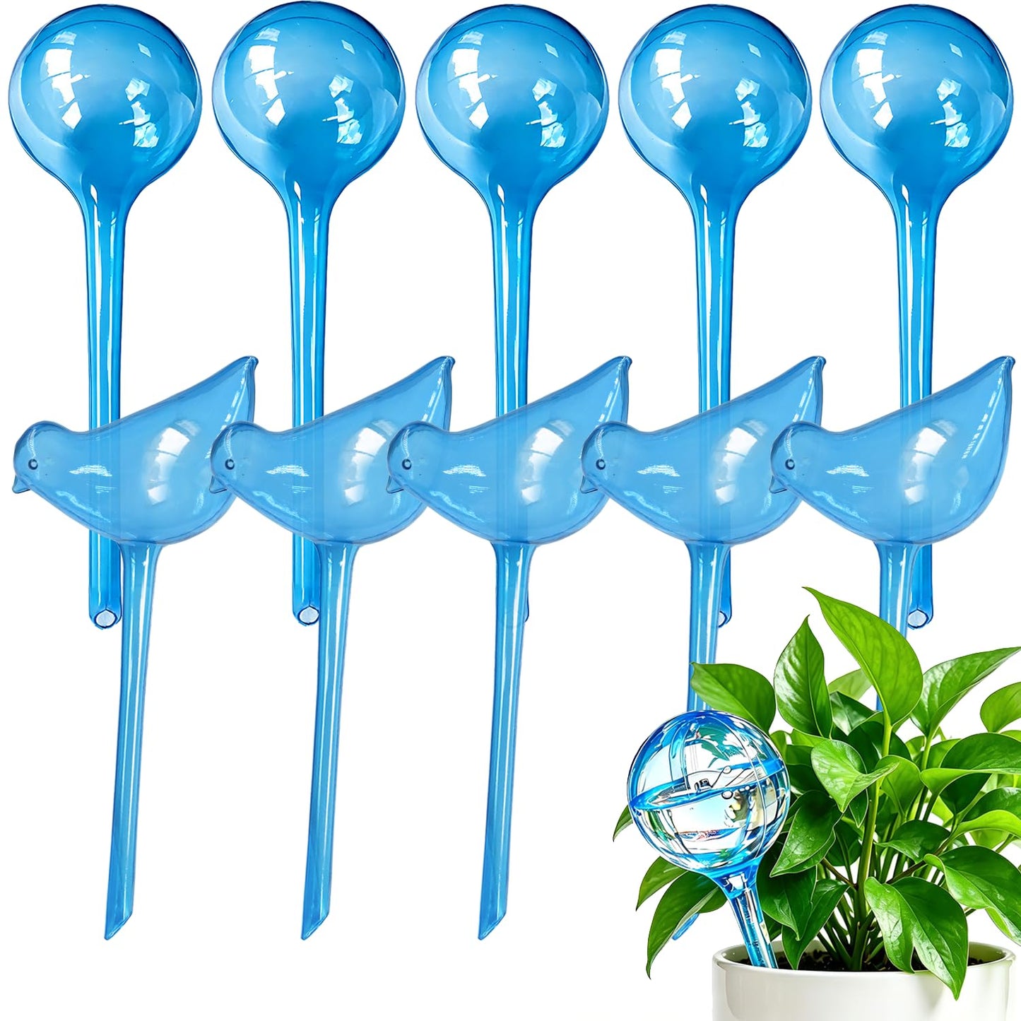 Plant Self-Watering Bulbs, 10pcs Self Watering Planter Insert, Flower Automatic Watering Drip Irrigation Device, Indoor Outdoor Garden Self Waterer for Plant