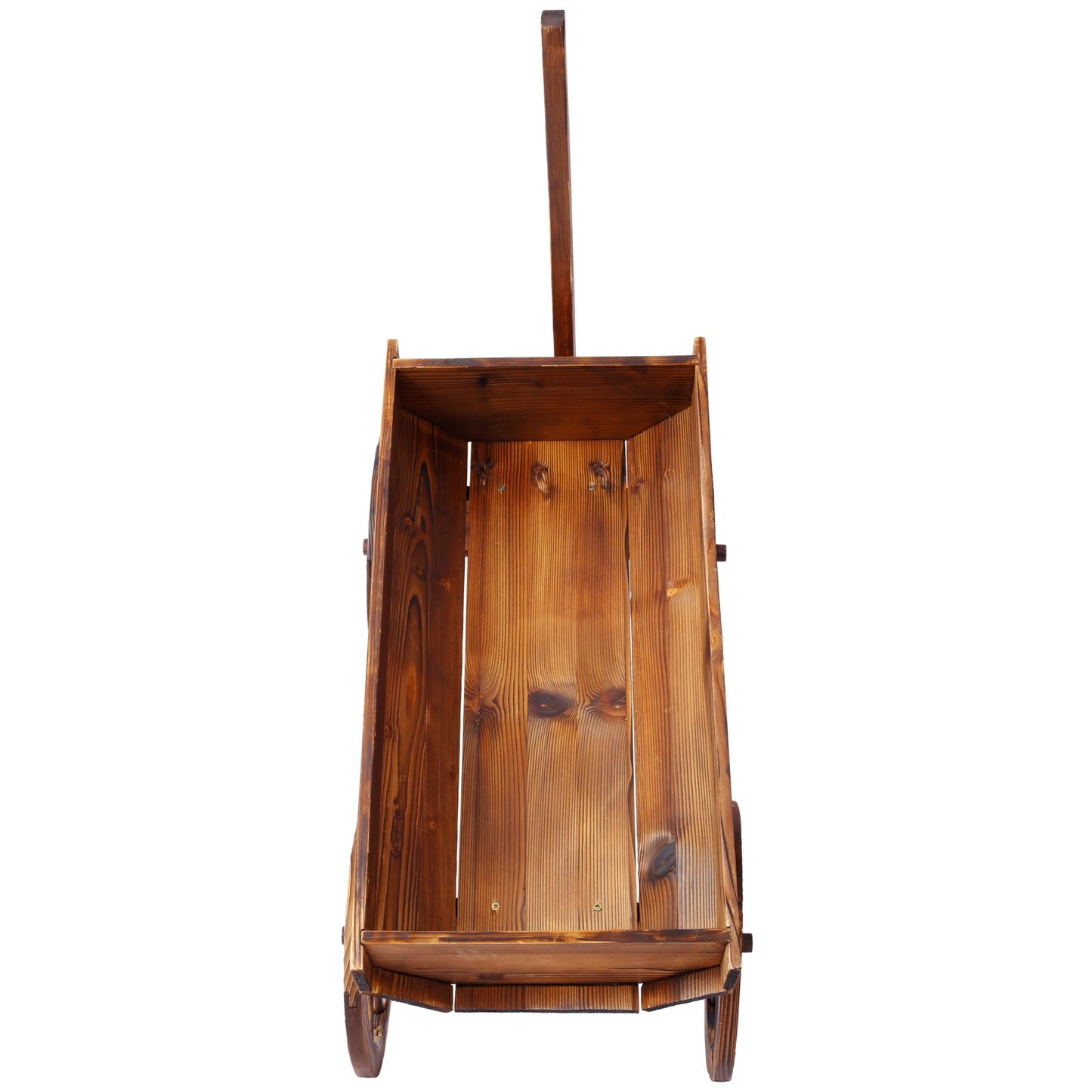 Anyflee Wood Wagon Flower Planter Pot Stand W/Wheels Home Garden Outdoor Decor