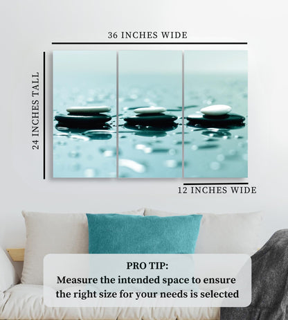 Lovely Home Essentials Zen Wall Art - 24x36 inch - Zen Wall Decor with Stones - 3 Panel Calming, Relaxing & Peaceful Canvas Print Artwork - Pictures for Spa, Therapy, Bathroom, Living Room & Office