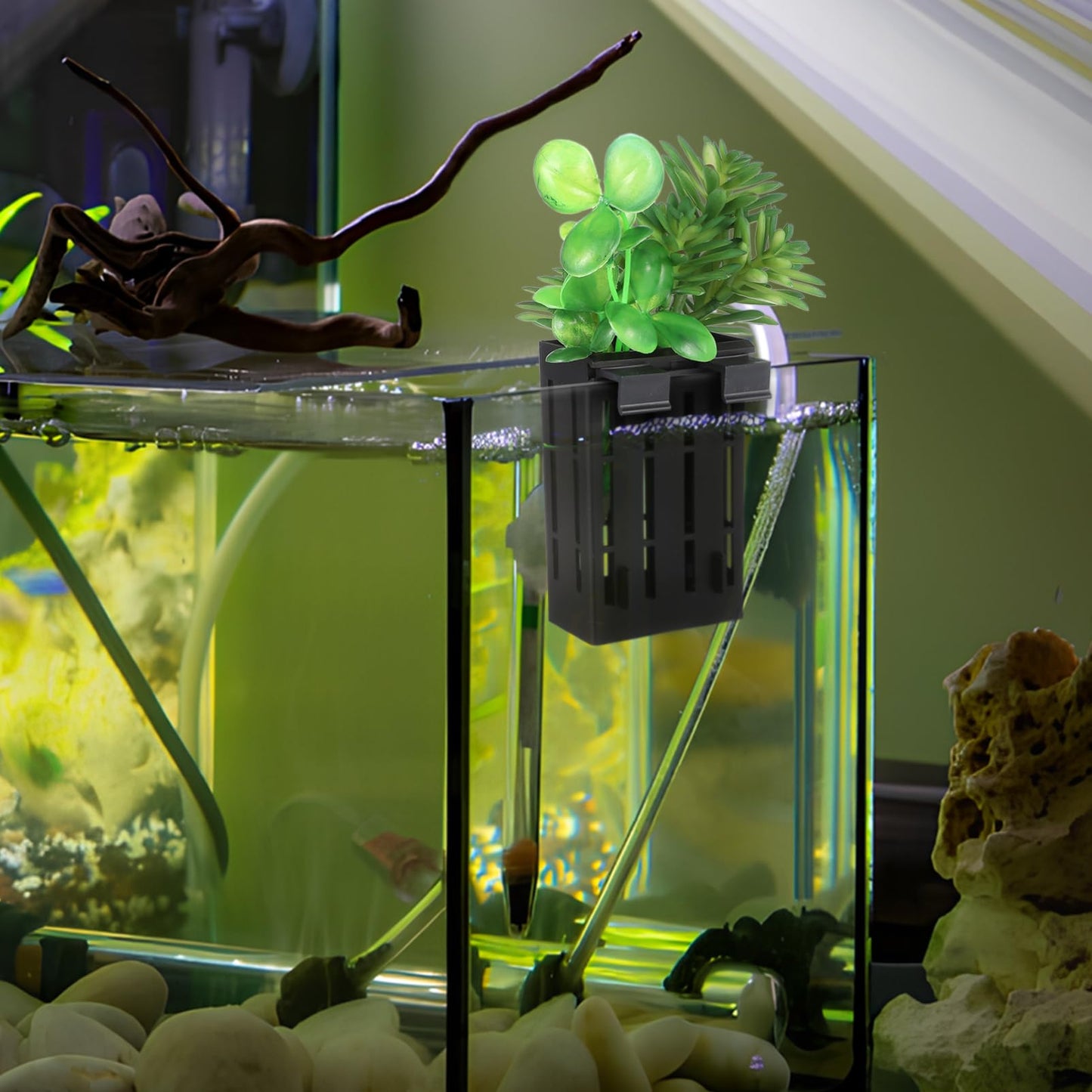 ibasenice Aquarium Plant Holder 10-Pack Hanging Fish Tank Planter Cups 4.92X3.14X2.16 Inch Aquatic Plant Basket with Holes Space-Saving Underwater Garden Accessories