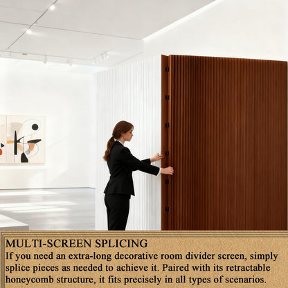 WOHNZA Paper Room Divider Wall Folding Accordion, Modern Retractable Partition Privacy Screen, Decorative White Short Divider for Office Studio Living Bedroom Dorm Exhibition Display