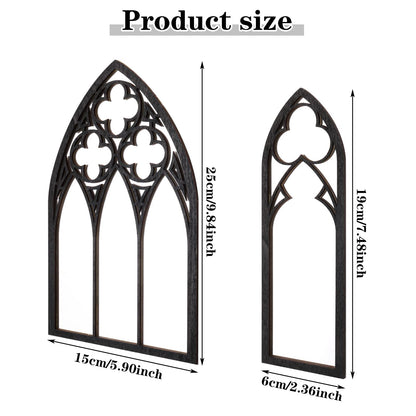 BOUMUSOE 3 Pack Gothic Mirrors, Cathedral Arch Frame, Tiny Gothic Room Decor - 9.8 inches Spooky Decorative Rustic Wall Hanging for Bedroom & Bathroom