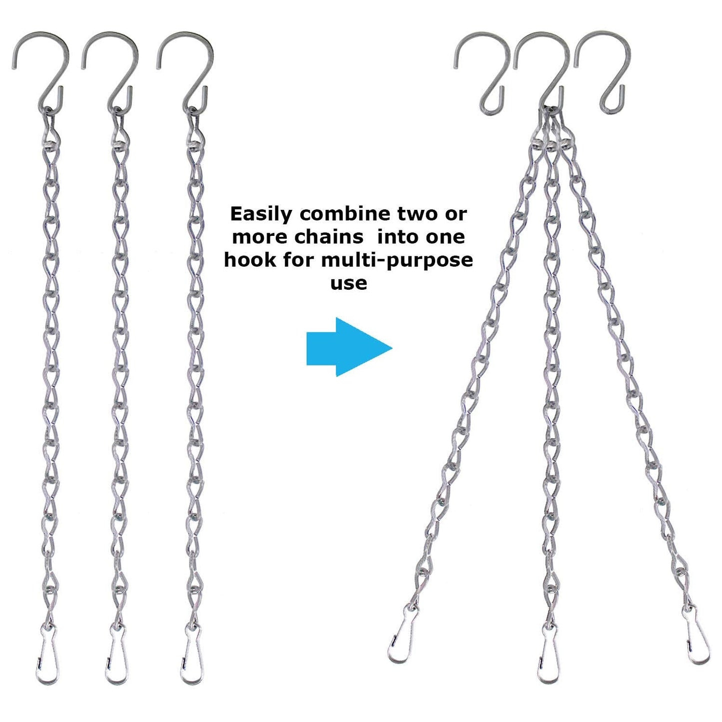 Blue Donuts Hanging Chain for Bird Feeder, Hanging Planter, Multipurpose Chain Extension, Chrome, Pack of 12 – Four 12 Inch, Four 24 Inch, Four 36 Inch – Total of 288 Inches, Metal