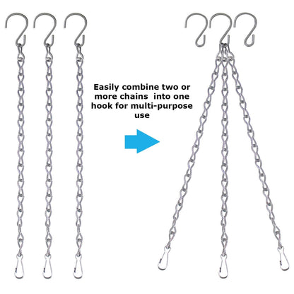 Blue Donuts Hanging Chain for Bird Feeder, Hanging Planter, Multipurpose Chain Extension, Chrome, Pack of 12 – Four 12 Inch, Four 24 Inch, Four 36 Inch – Total of 288 Inches, Metal