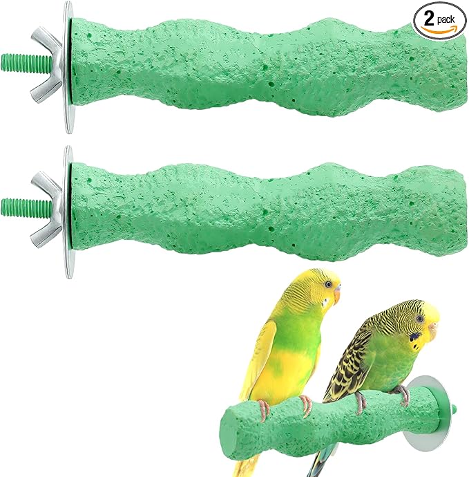 2PCS Bird Beak Grinding Stone, Bird Perches for Cage, Parrot Beak Grinding Stone, Rough Surface High Calcium Mineral Teeth Molar Colorful Perch Bird Cage Accessories