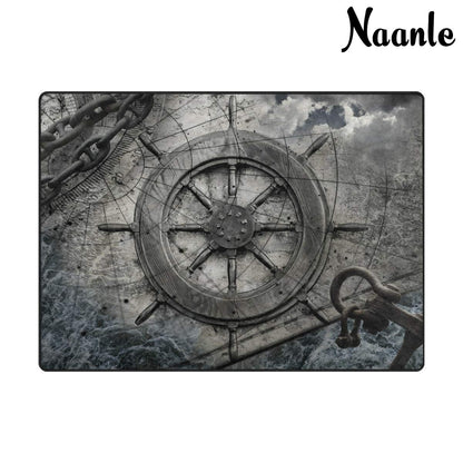 Naanle Ocean Area Rug 5'x7', Steering Wheel Charts Anchor Chains Polyester Area Rug Mat for Living Dining Dorm Room Bedroom Home Decorative