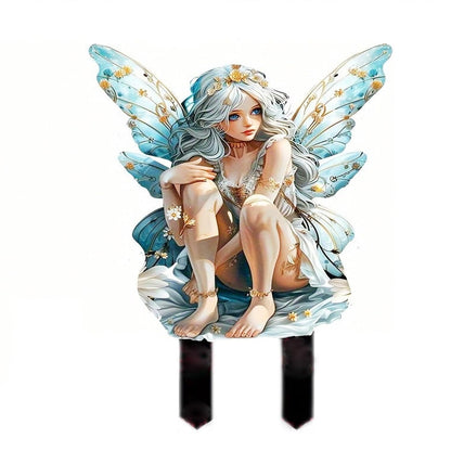 YUEYINGMG Garden Decor, Acrylic 2D Stake, Pot Plants Garden Yard Lawn Outdoor Fairy Statue Ornaments, Fairy Garden Accessories Decoration (Style E)