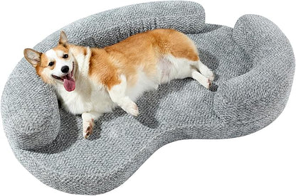 Orthopedic Memory Foam Dog Bed for Medium Sized Dog - Washable & Waterproof & Removable Couch - Round Calming Bed for Anxiety Relief (43 x 29 x 8 Inch)