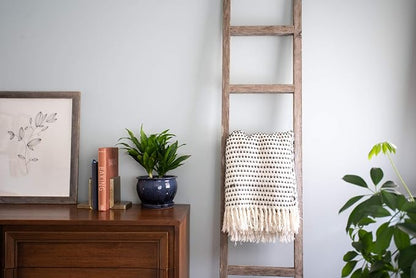 BarnwoodUSA Rustic Farmhouse Decorative Ladder - Our 6 ft Ladder can be Mounted Horizontally or Vertically and is Crafted from Upcycled Wood | No Assembly Required | Weathered Gray