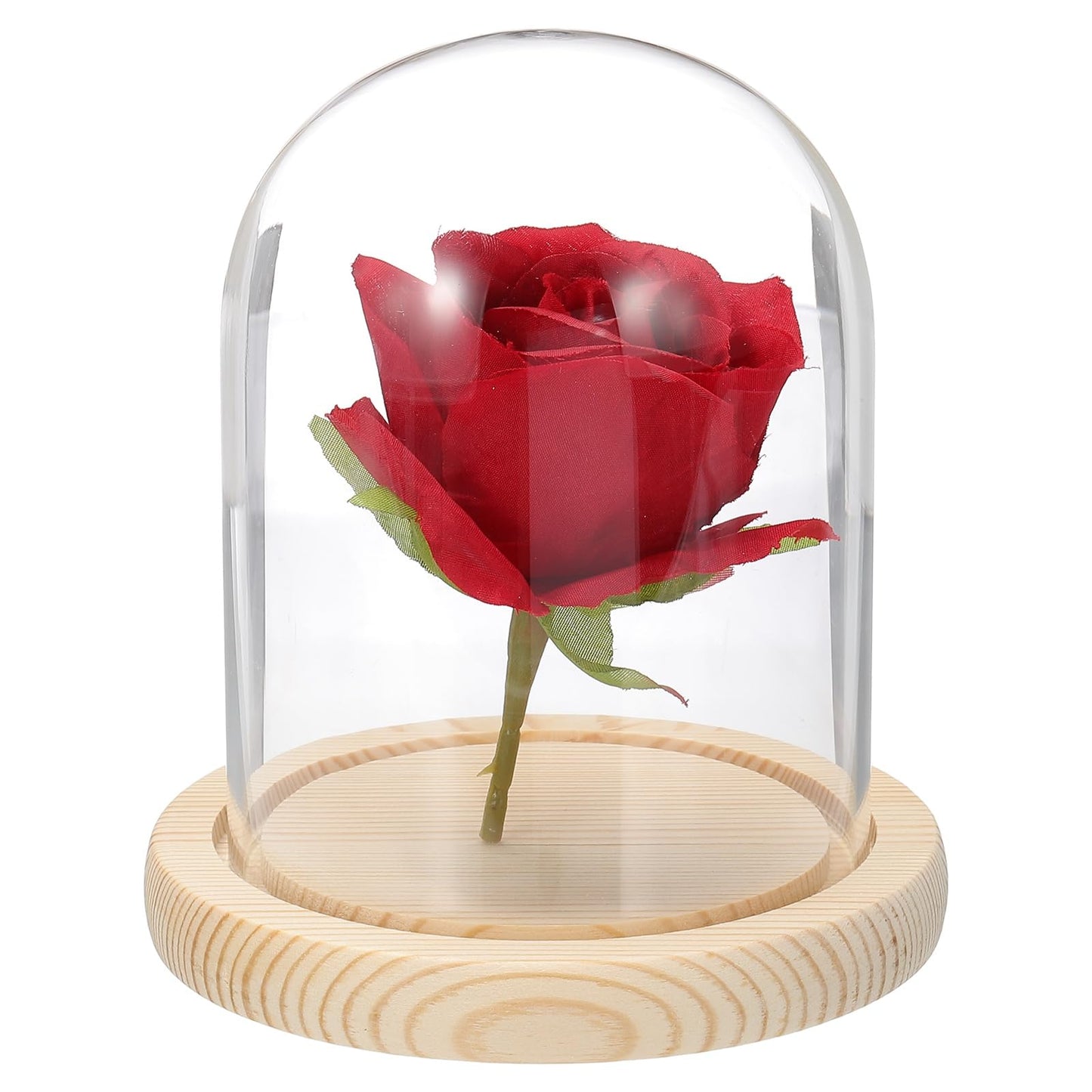 uxcell Glass Cloche Display Dome, 5.1" x 3.9" Glass Dome Display Case Wood Base Tabletop Jar Case Decorative Bell Jar for Plant Home Decor Office Wedding Party, Natural