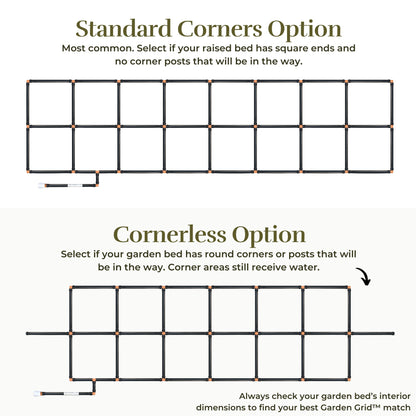 Garden Grid Watering System - 3x6 Cornerless | Raised Garden Bed Drip Irrigation System - But Better | Pre-Assembled, Waters Every Plant Evenly | for Beds w/Corner Posts or Curved Ends | 33.5"x66"