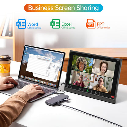 ForHelp 14 Inch Portable Monitor FHD1200P Ultra-Slim for Laptop Monitor, USB-C&HDMI Plug&Play,100% SRGB,Dual Speakers Extender Display. Built-in Stand,for Laptop,PC Phone Xbox PS4/5