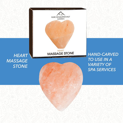 Pure Himalayan Salt Works Heart Massage Stone, Pink Crystal Hand-Carved Stone for Massage Therapy, Deodorant and Salt and Sugar Scrubs, 2.75” W x 3” H x 1.5” D