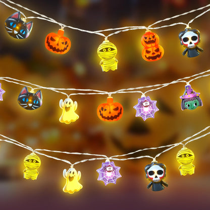 LUTW Halloween Lights Decorations, 10Ft 20 LED Halloween Lights Battery Operated with Timer Waterproof, 8 Lighting Modes, Cute Halloween's String Light for Indoor Outdoor Window Porch Decor