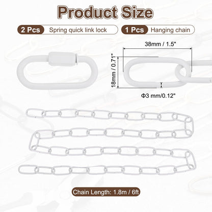 uxcell 6ft Lighting Hanging Chain, 3mm/0.12" Looping Metal Pendant Chandelier Chain Extension with 2 Quick Link Lock for Hanging Plant Pendant Chandelier Light Fixture, White