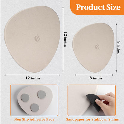 Elfcool Plant Saucer Quick Dry Absorbent Flower Plant Pot Saucer Dirp Tray Diatomaceous Earth Plant Mat for Indoor Outdoor Plants (12''-Off White-1pack)