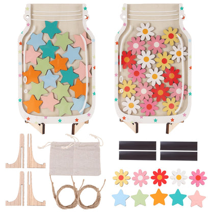 2 Pack Magnetic Reward Jar for Kids, Good Behavior Rewards Jar for Classroom Home, Potty Training Rewards Home Training for Boys Girls, Star and Flower Jar Reward System, Christmas Kids Gift