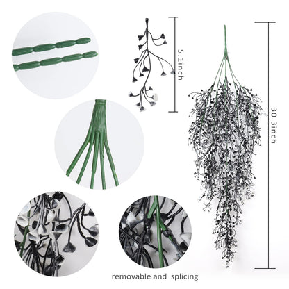 RECUTMS Artificial Hanging Plants 4 Pcs Fake Ferns Artificial Plants Large Faux Hanging Plant Wall Plants Fake Ivy Room Home Garden Wedding Halloween Party Indoor Outdoor Decor(Black White)