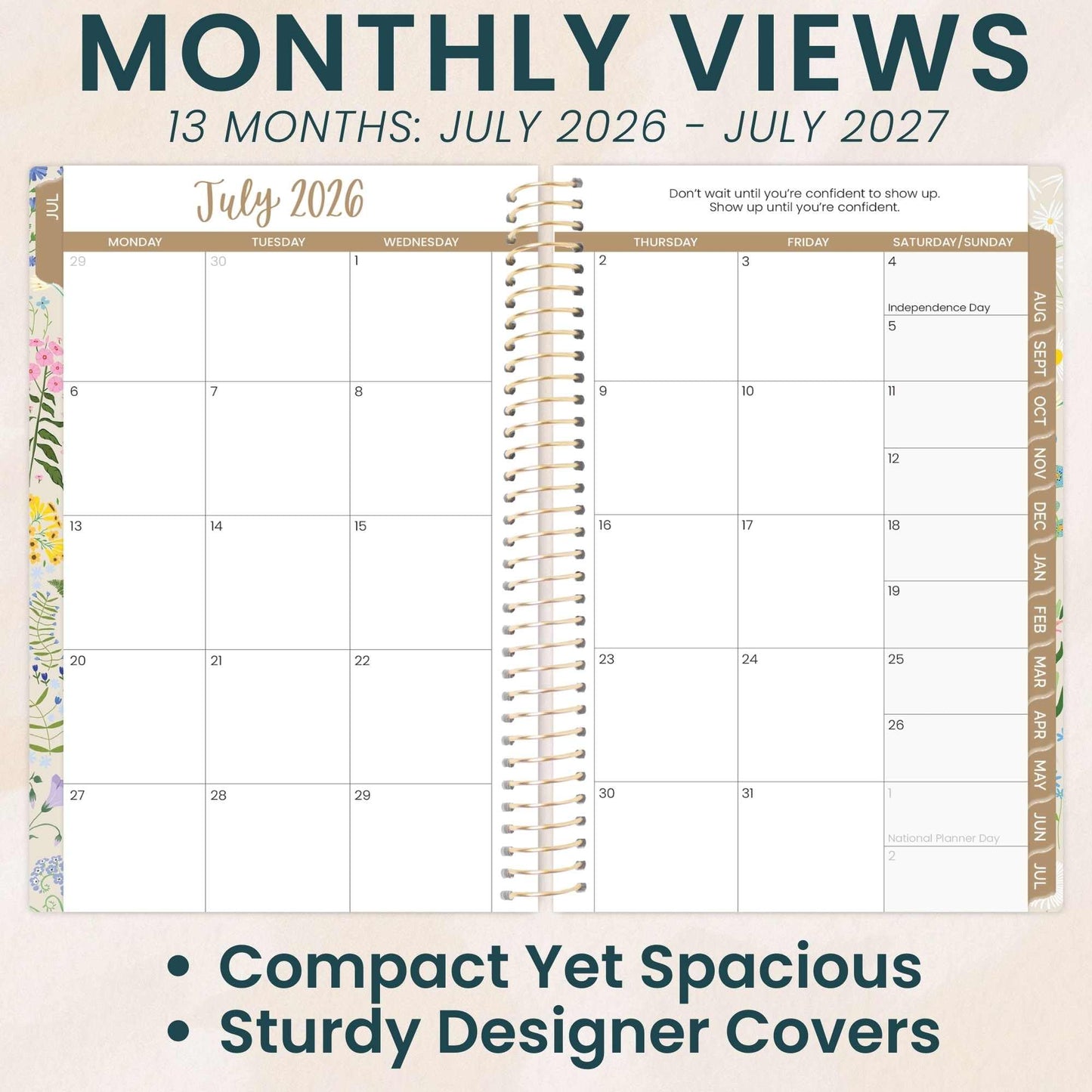 bloom daily planners 2026-2027 Academic Year Pocket Planner (July 2026 - July 2027) 13 Months - SMALL 4” x 6” Weekly Monthly Agenda Organizer & Calendar Book - Garden Party, Beige
