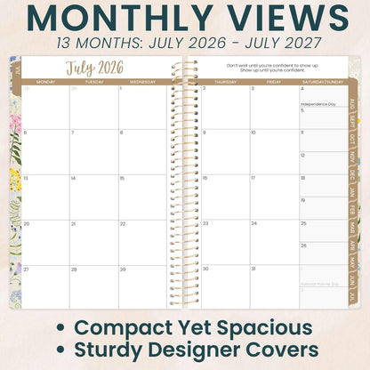 bloom daily planners 2026-2027 Academic Year Pocket Planner (July 2026 - July 2027) 13 Months - SMALL 4” x 6” Weekly Monthly Agenda Organizer & Calendar Book - Garden Party, Beige