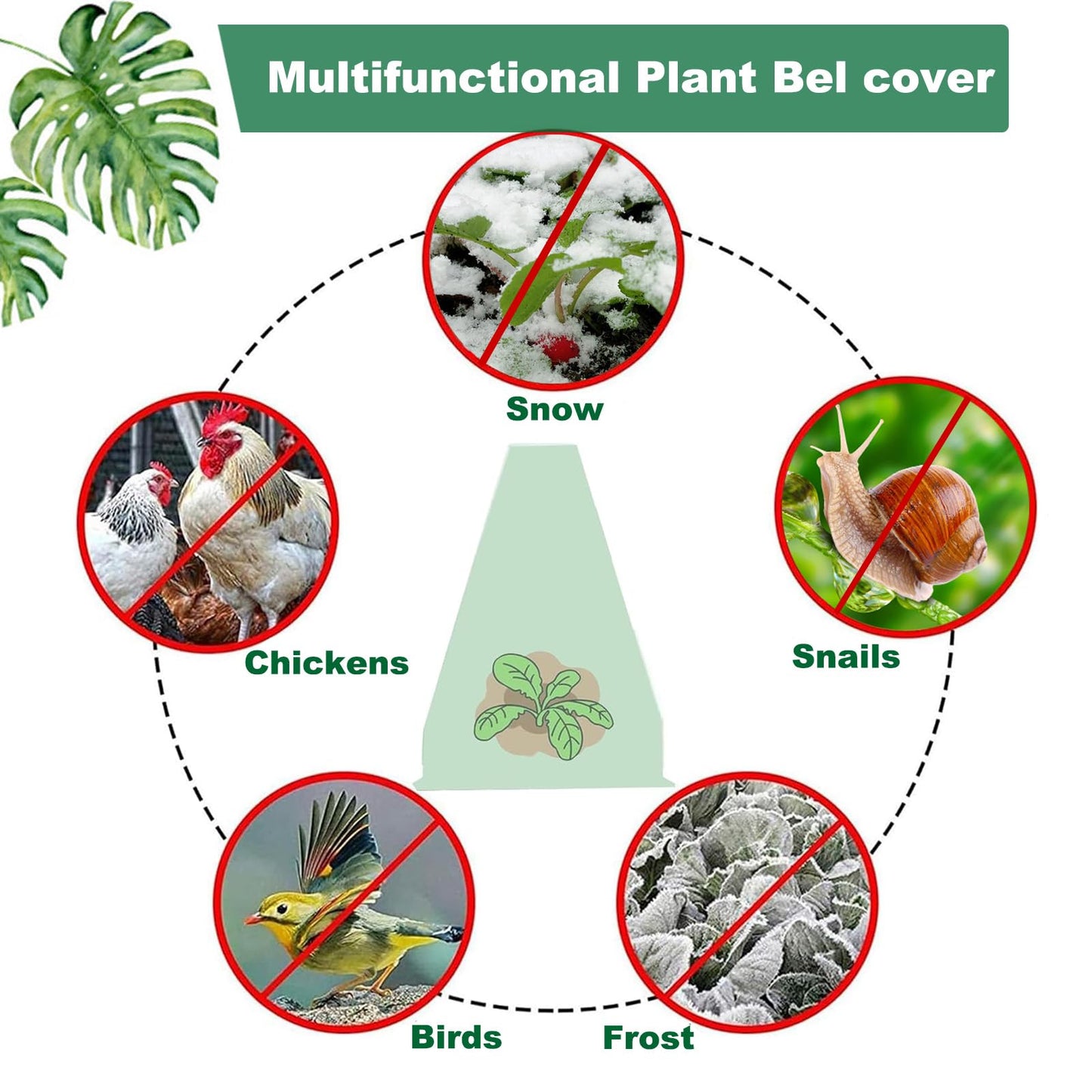 Fshow Garden Cloches,20 Pack Reusable Plant Bell Cover,Bell Jar Cloches for Protection Against Sun, Frost, Snails Etc. (Dark Green)