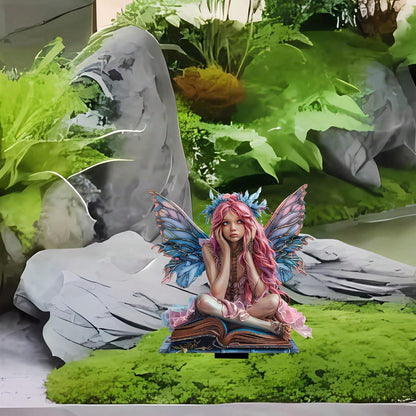YUEYINGMG Garden Decor, Acrylic 2D Stake, Pot Plants Garden Yard Lawn Outdoor Fairy Statue Ornaments, Fairy Garden Accessories Decoration (Style F)