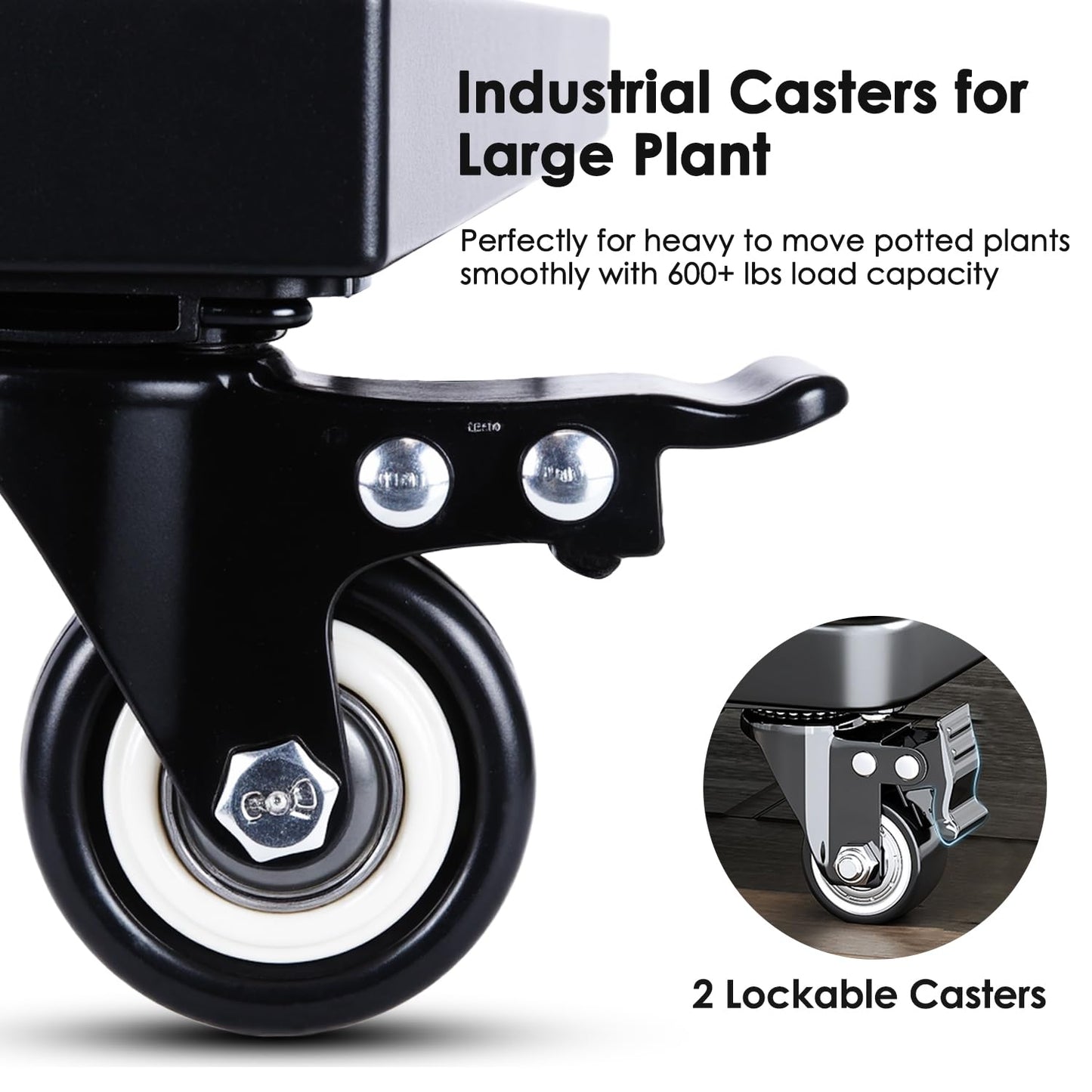 Hongsane 22" Plant Caddy with Wheels Heavy Duty,600Lbs Large Metal Plant Dolly,Rolling Square Plant Stand with Industrial Casters,Rust-Proof Plant Rollers for Large Planters,Pots,1 Pack