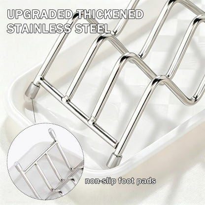 AD ADASTONE Soap Holder Dish for Shower — Stainless Steel Self Draining Bar Soap Case with Water Tray, Fits 2-3 Square Bars