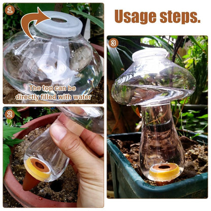 Vytulz 3Pcs Self Watering Globes Mushroom & Wash Bottle,Plant Watering Globes,Self Watering Planter Insert,Automatic Plant Waterer Indoor,Plant Watering Devices,Plant Water Globes,Watering Bulb