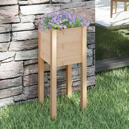Large Outdoor Planter Box for Plants and Flowers, Solid Pine Wood Garden Planter 12.2x12.2x27.6 Inches, Rustic Square Raised Bed for Patio Balcony Terrace, Durable Natural Wood Finish, Easy Assembly