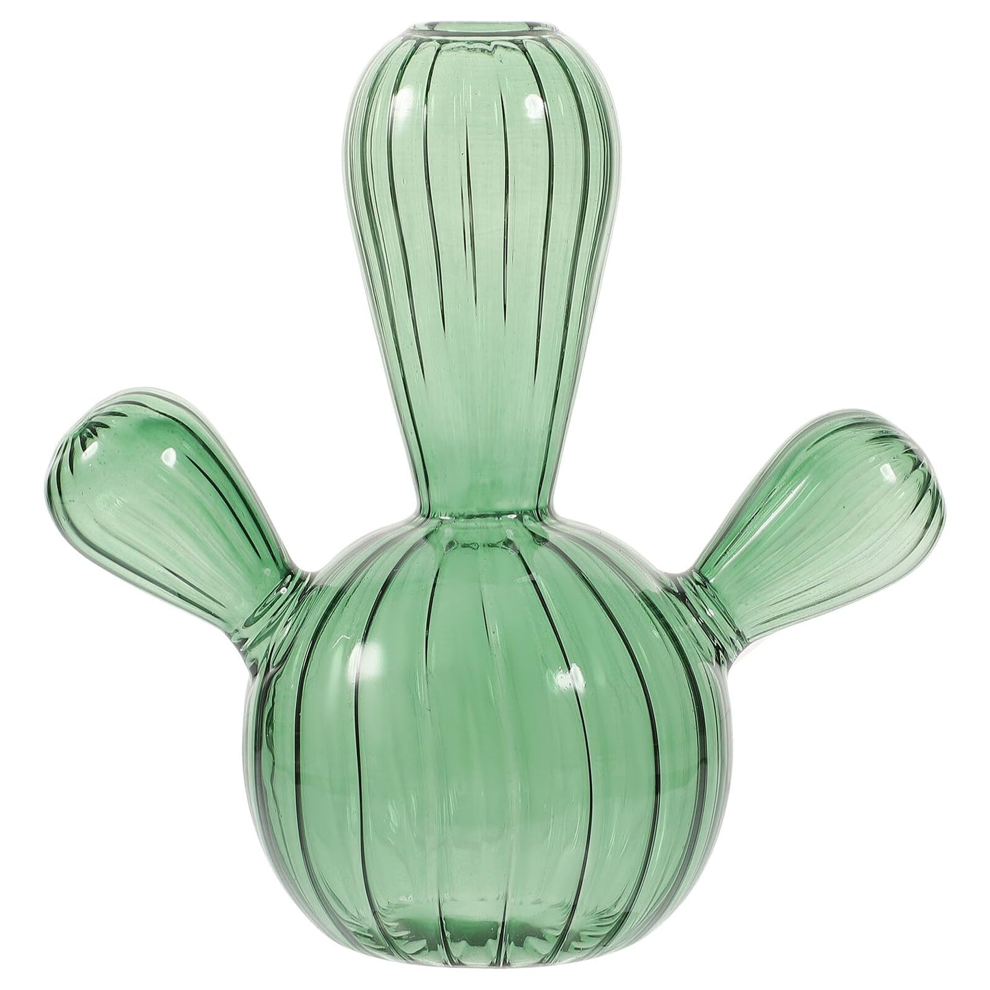 HEANUJJ Cactus Shaped Glass Hydroponic Plant Vase Narrow Neck Decorative Terrarium Jar Home Table Centerpiece Green