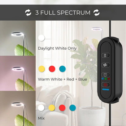 Grow Light in Pot, Full Spectrum LED Plant Grow Light, Height Adjustable, Inline Control for 3 Color Modes Selectable, Auto Timer 3/9/12 Hours, 10 Brightness Levels, USB Plug, for Large Tall Plants