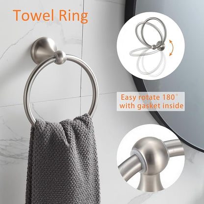 BGL Bathroom Accessory Set, Brushed Nickel Adjustable Expandable Towel Bar 4-Piece Bathroom Hardware Set Wall Mounted