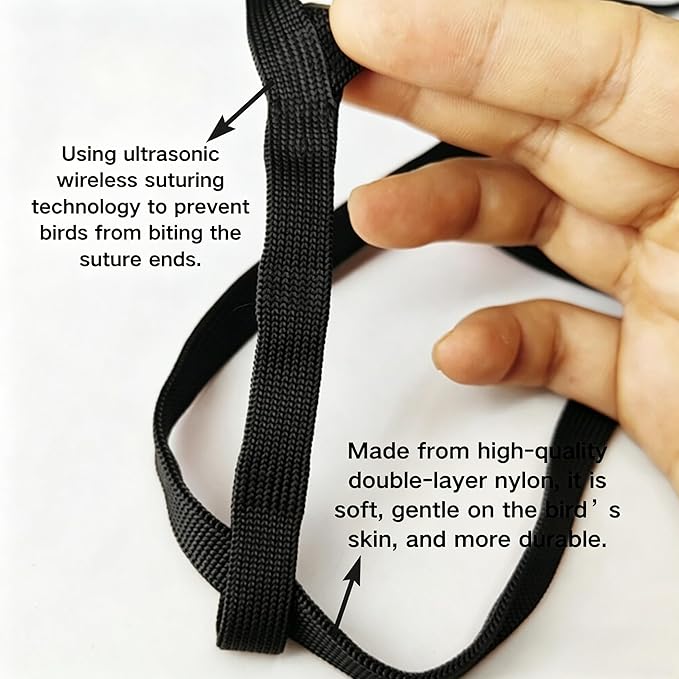 Adjustable Bird Harness and Leash for Parrots Outdoor Flight Training Anti-Bite Light Weight Easy-to-Wear Bird Vest with 59 Inch Elastic Leash for Quaker Conure African Grey Macaw Cockatoo (S)
