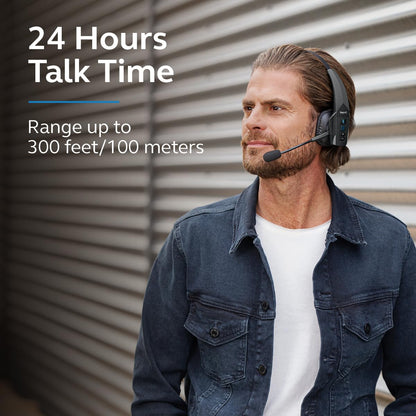 BlueParrott B350-XT Noise Cancelling Bluetooth Headset - Updated Design with Industry Leading Sound & Improved Comfort, Hands-Free Headset w/Expanded Wireless Range & IP54 Rated Protection (Renewed)