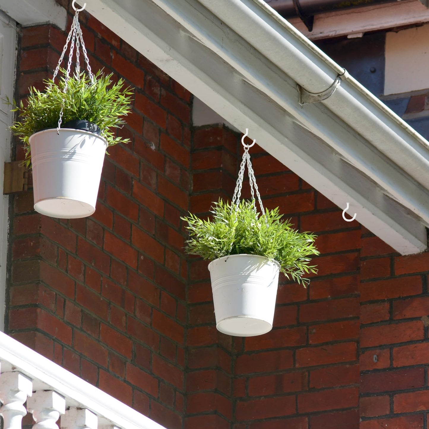 Ripeng 8 Pack 16.38 Inch Plant Hanging Chains with Hooks Metal White Hanging Basket Chain for Bird Feeders Planters Lanterns 3 Point Flower Pot Basket Chain Garden Plant Hangers