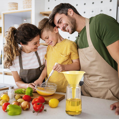 Plastic Kitchen Funnel Set of 3, Round Kitchen Funnels for Filling Bottles, Durable and Multifunctional Funnels for Filling Canning, Cooking, Lab or Car Oil (Milk Yellow)