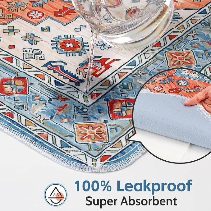 Washable Pee Pads for Dogs, 2 Pack Reusable Puppy Training Pads 36"x36" Super Absorbent Waterproof Dog Training Pads, Non-Slip Potty Pads, Whelping Pads Litter Mat Orange/Mix
