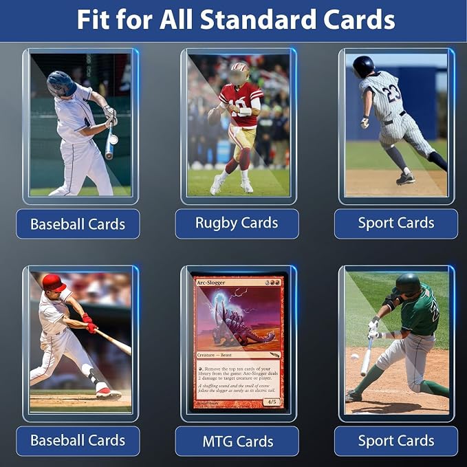 2000 Hard Plastic Card Sleeves, Premium Baseball Card Protectors, 3"x 4" Trading Cards Sleeves, Sports Game Cards Holder Top Cases (1000 Hard Sleeve + 1000 Soft Sleeve)