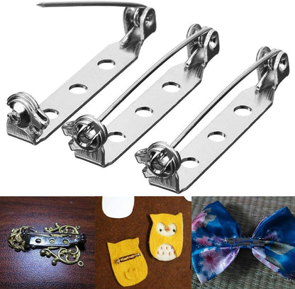 100 Pcs Silver Tone Pin Backs Clasp Brooch Safety Pins 1 Inch Bar Pins Findings with 3 Holes for Badge Insignia, Citation Bars, Making Corsage, Name Tags, Toy Pins and Jewelry Making